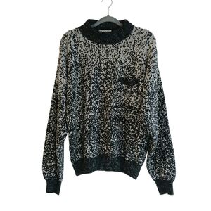 VINTAGE Le Tigre Sweater Men's XL Black White Abstract 80's Hiphop Pocket Baggy